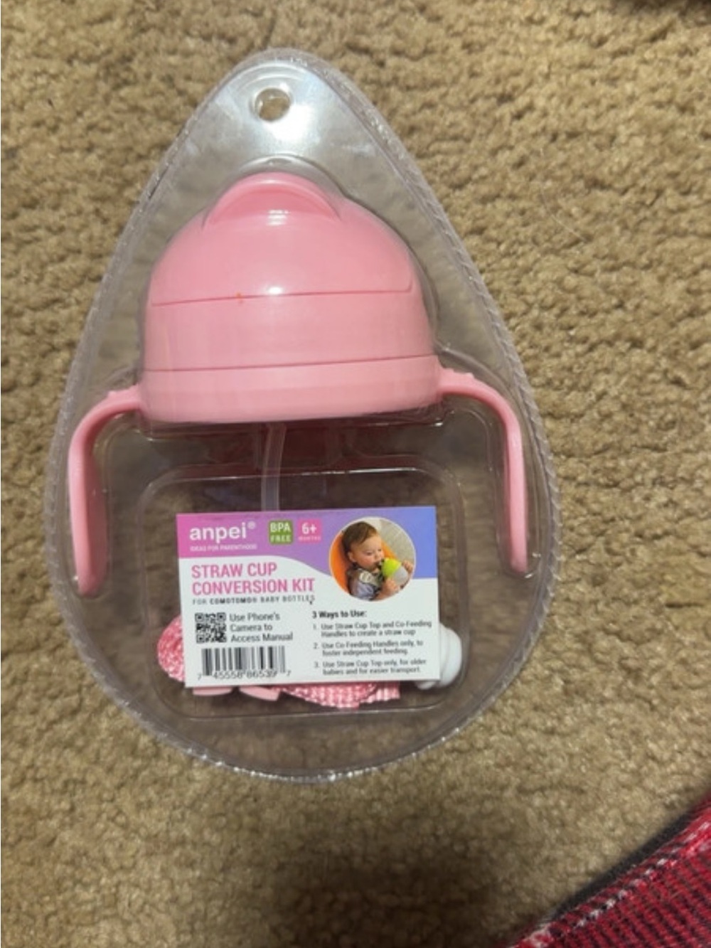 Pink Straw Cup Conversion Kit - Baby Handle Drinking Trainer